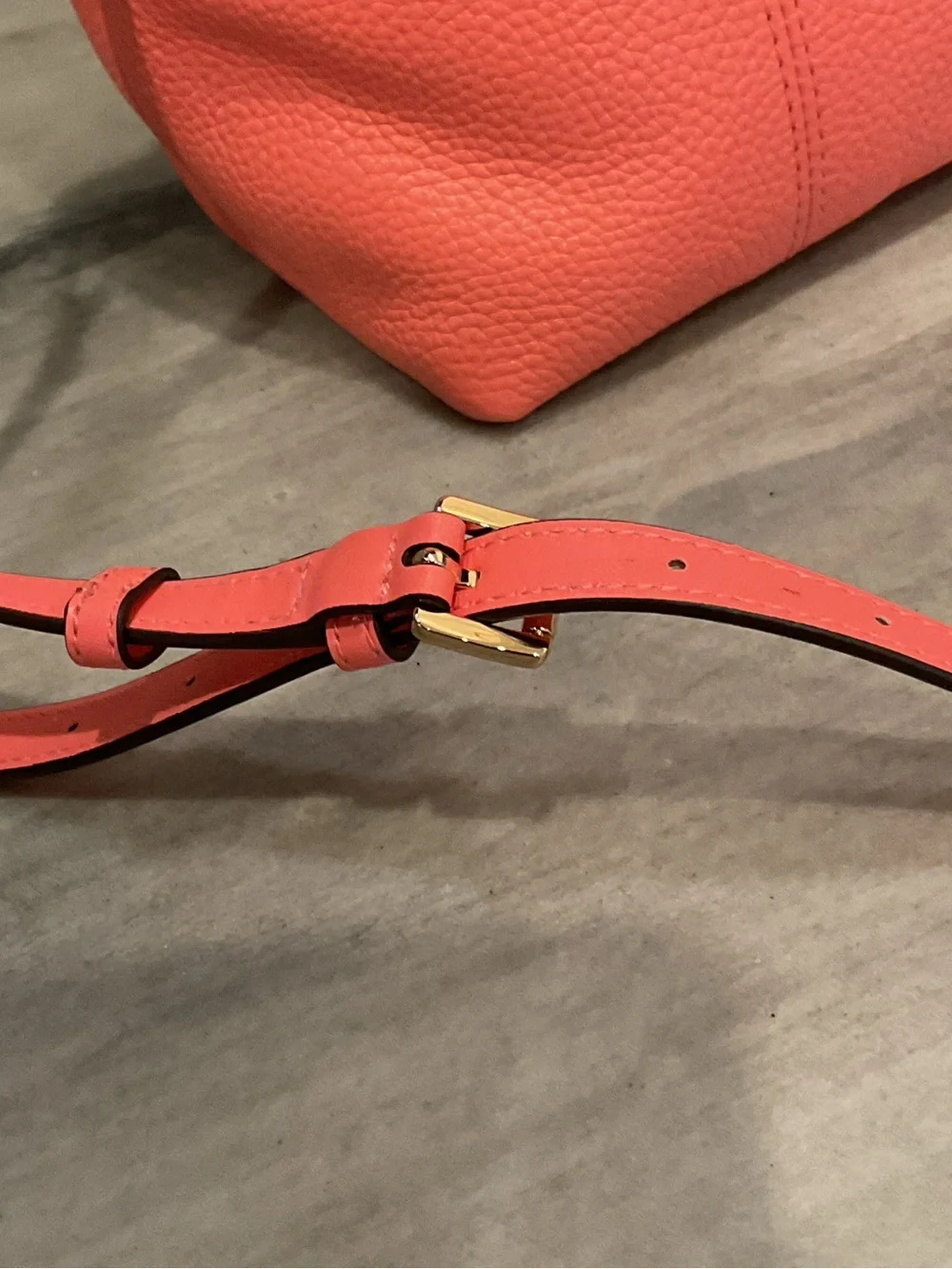 Michael Kors Coral Pebbled Leather Shoulder Bag with Gold Hardware